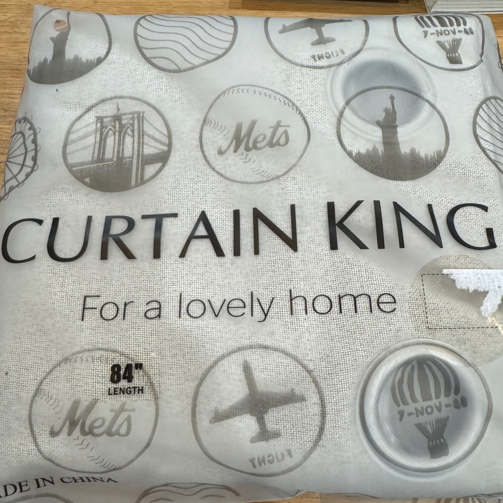 Curtain King New York City Print Window Curtain Panel Beige 84 Inch Length New